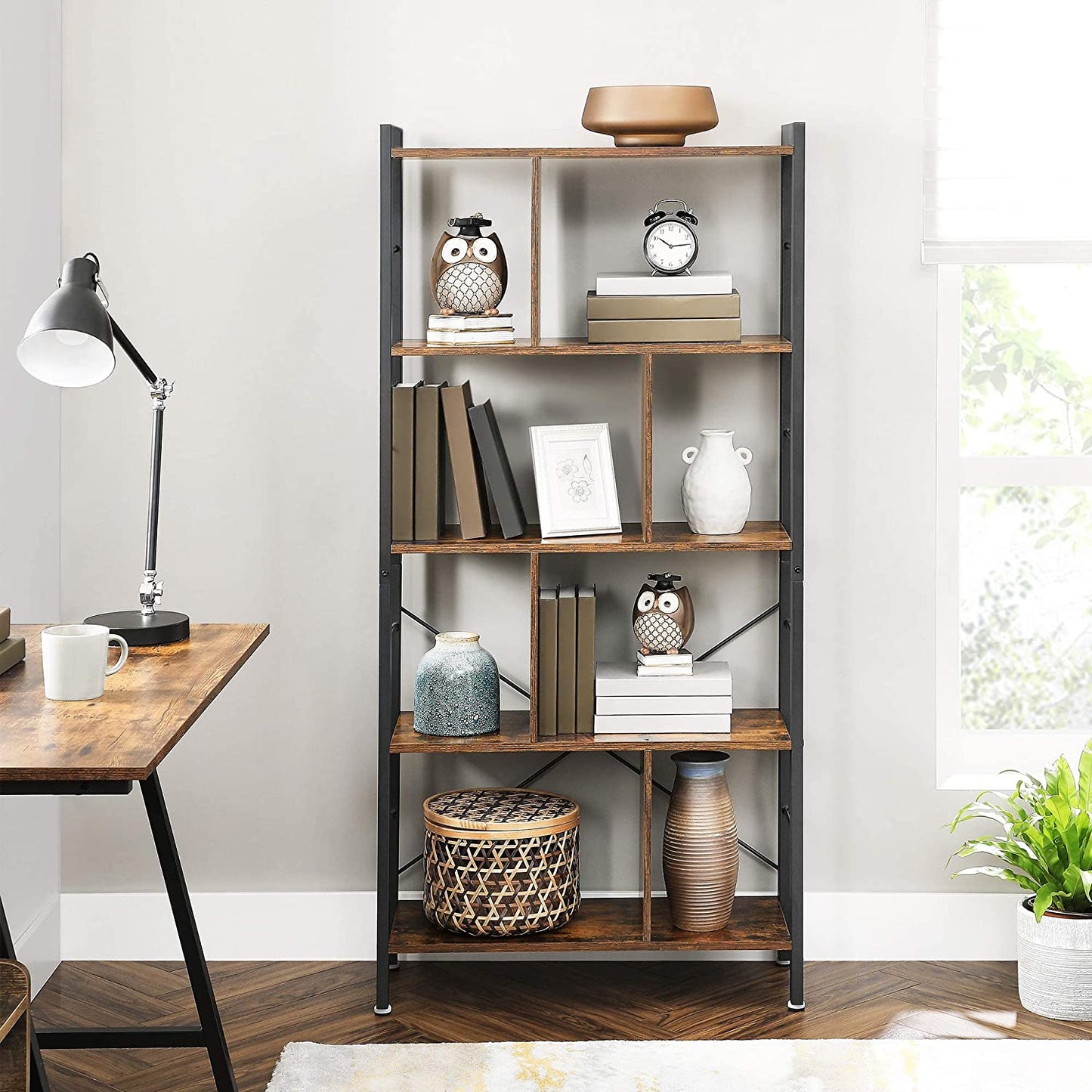 Industrial Style 4 Tier Industrial Bookshelf