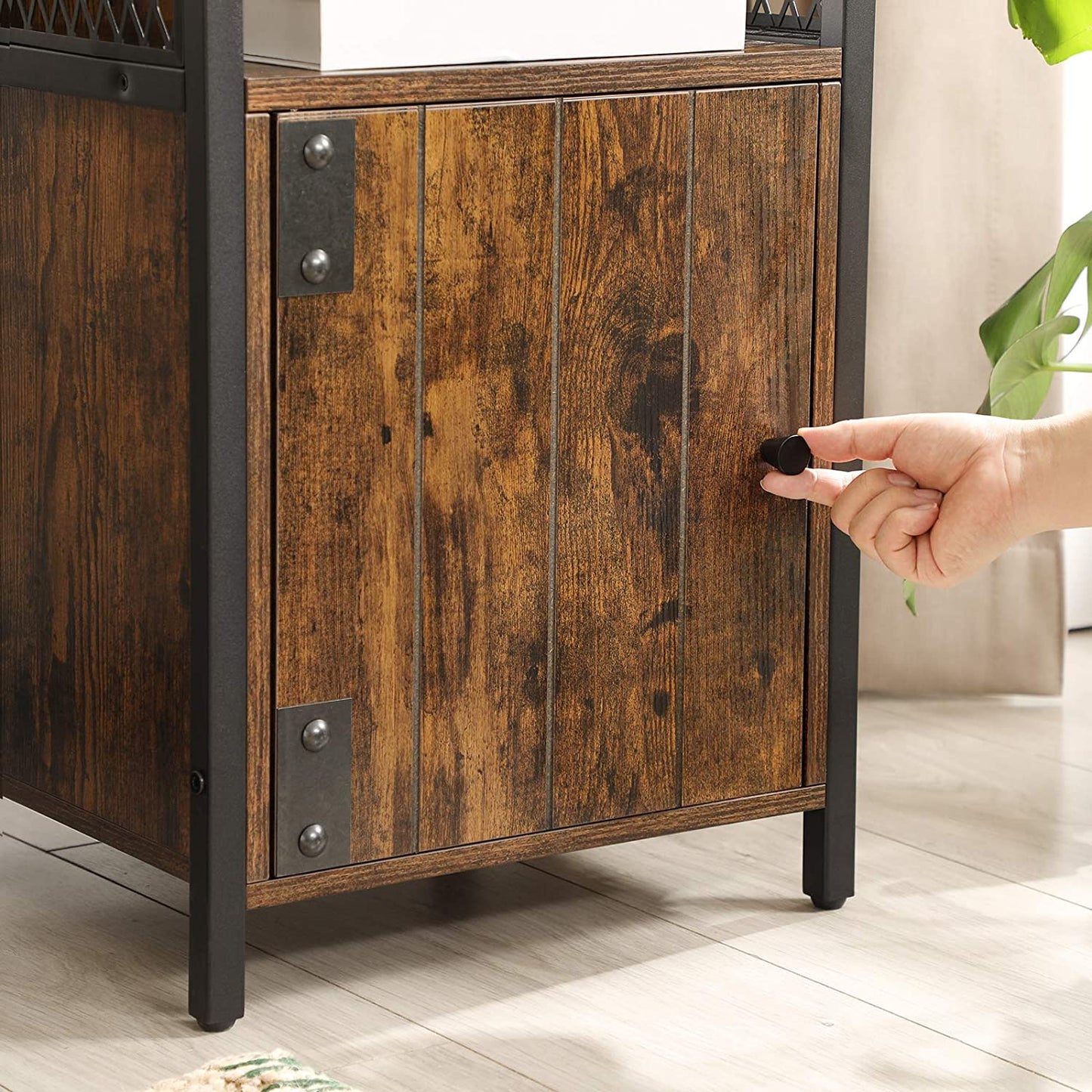 Side Table with Open Shelf and Storage Cabinet