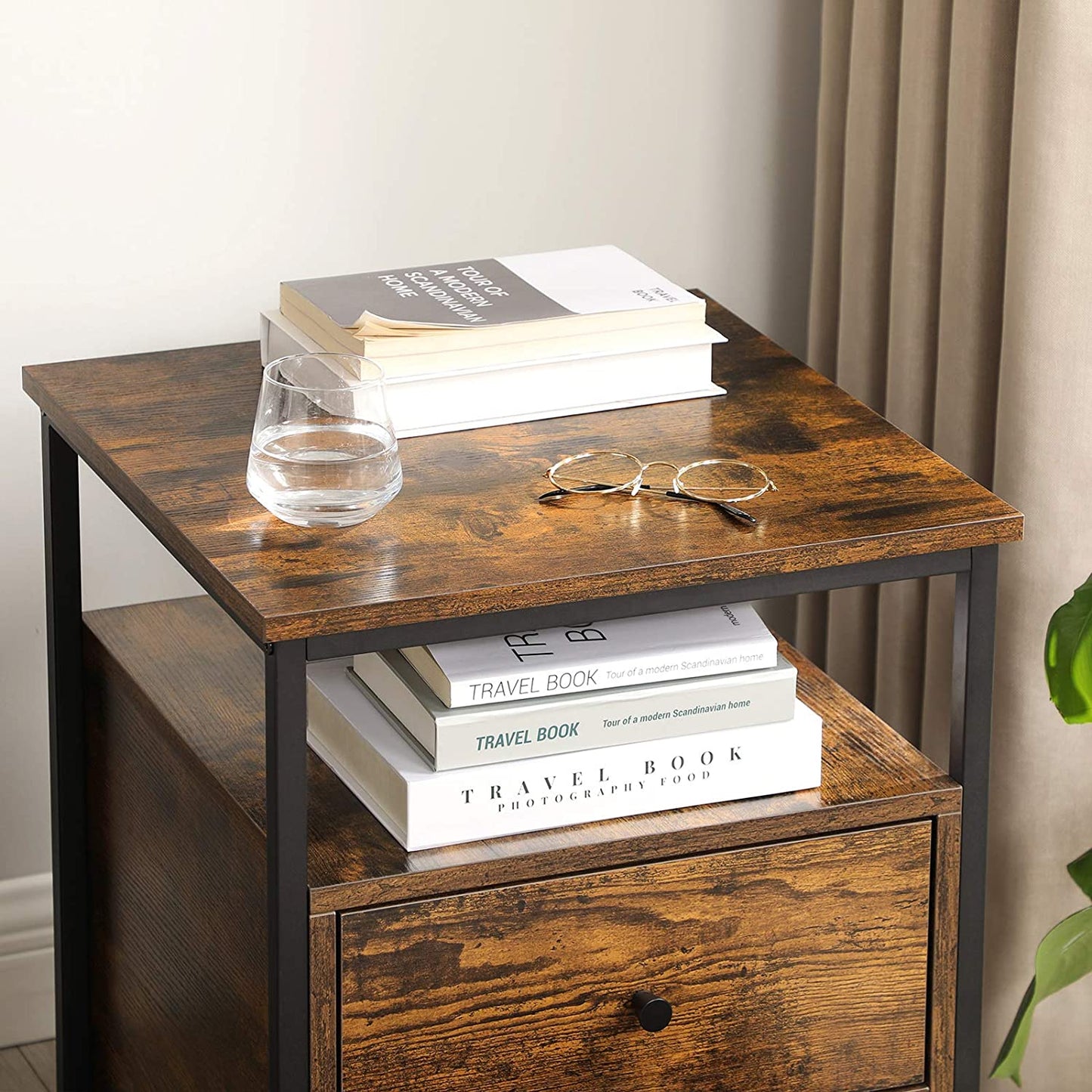 Nightstand, Bedside Table, Side Table, Open Shelf