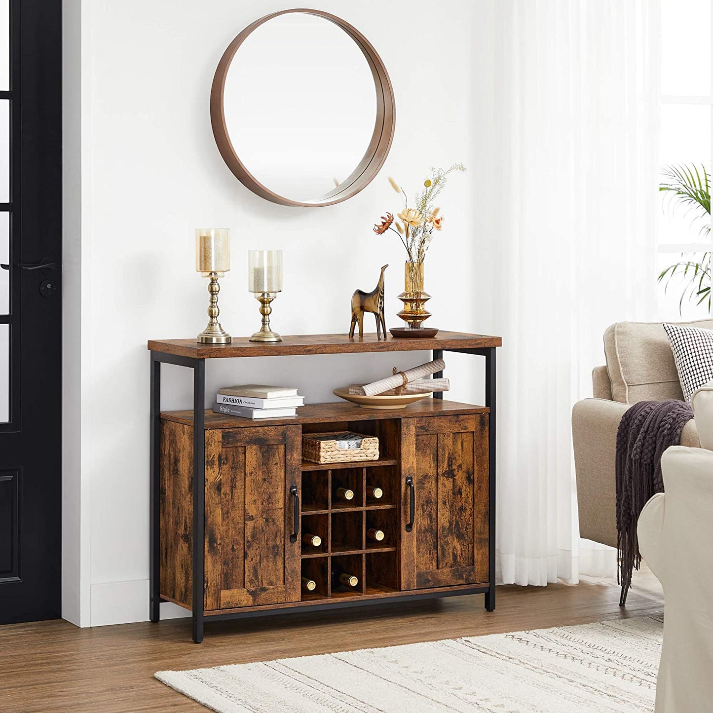 Storage Cabinet Sideboard and Buffet Table with Wine Holder Cupboard