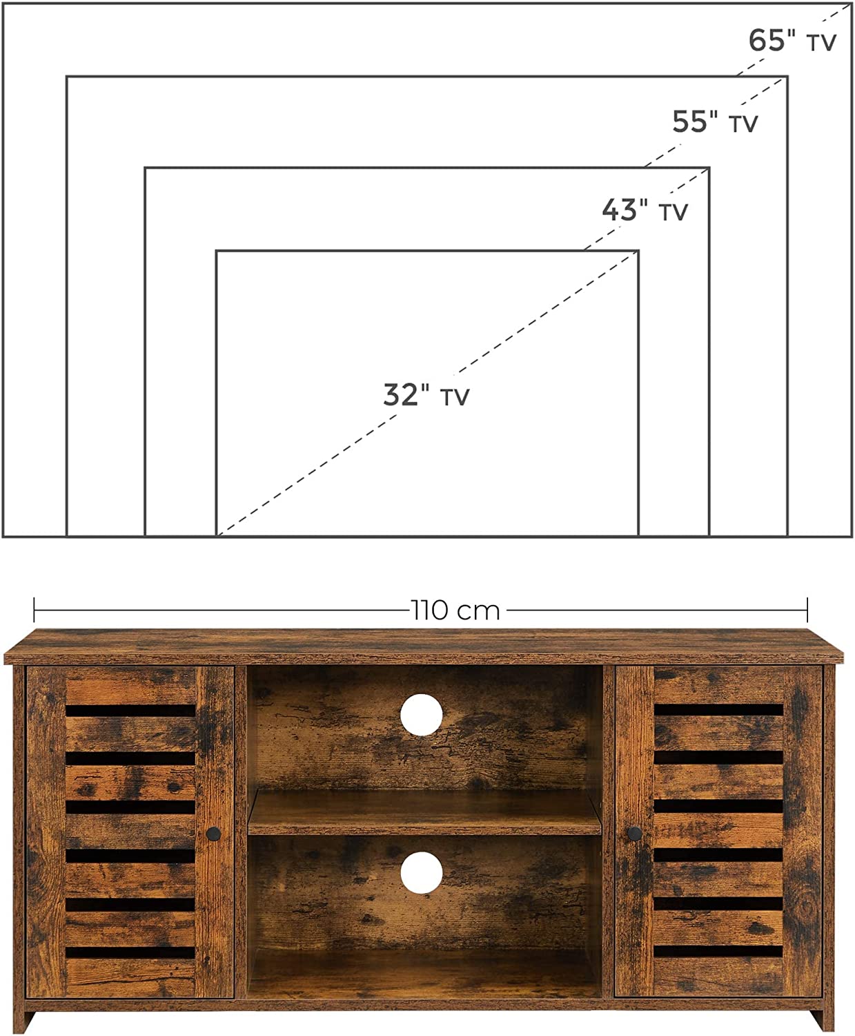 Industrial Style TV Cabinet Rustic Brown