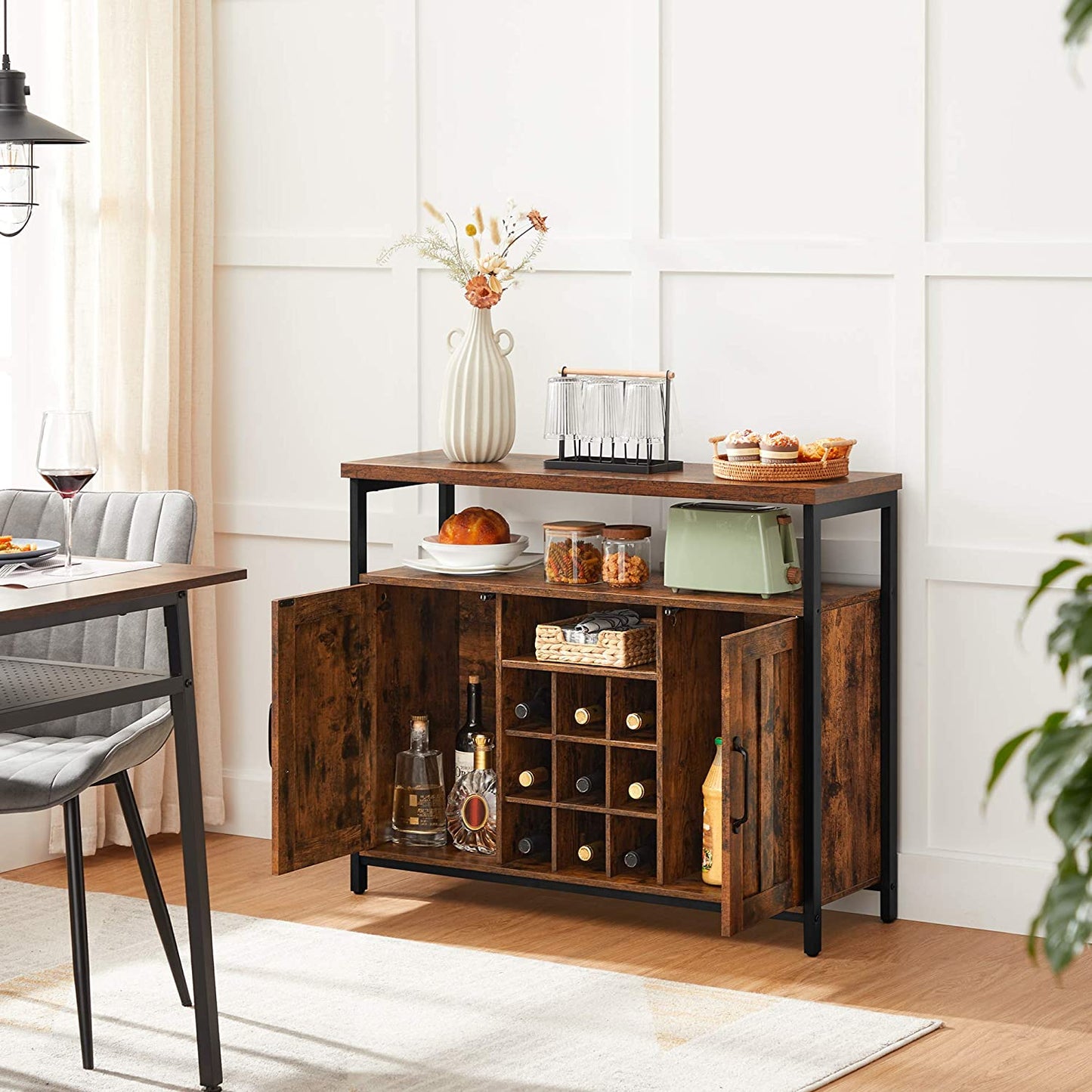 Storage Cabinet Sideboard and Buffet Table with Wine Holder Cupboard