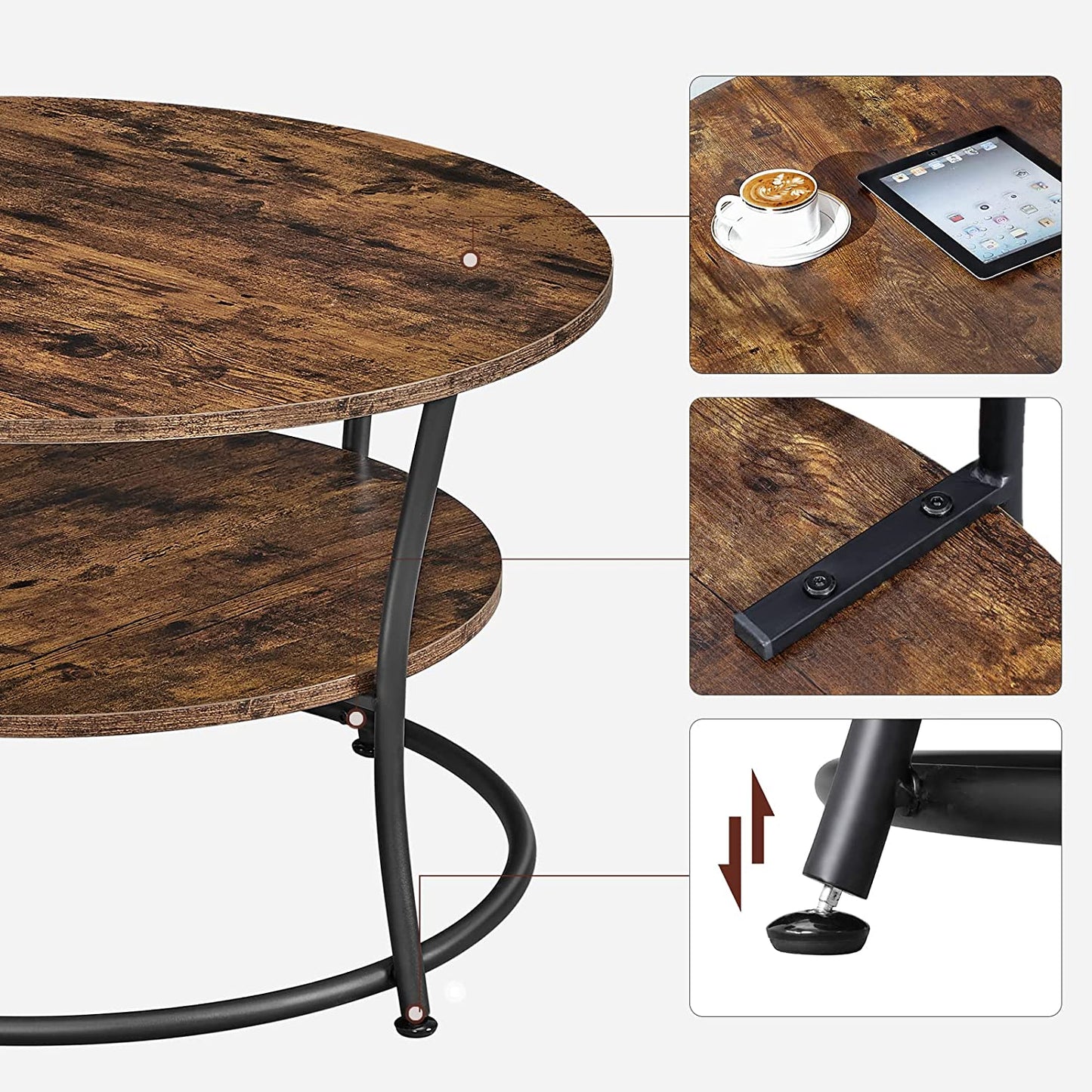 Coffee Table Cocktail Table With Shelf Tea Table Round Home