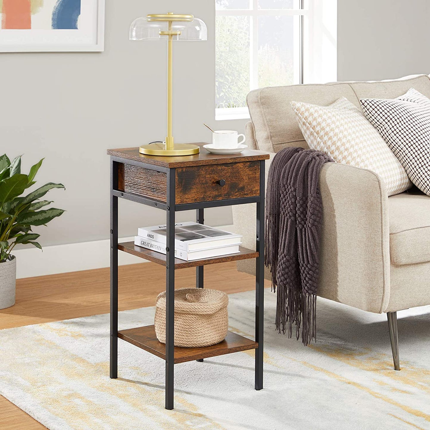 Industrial Style Nightstand End Table Industrial Accent Table