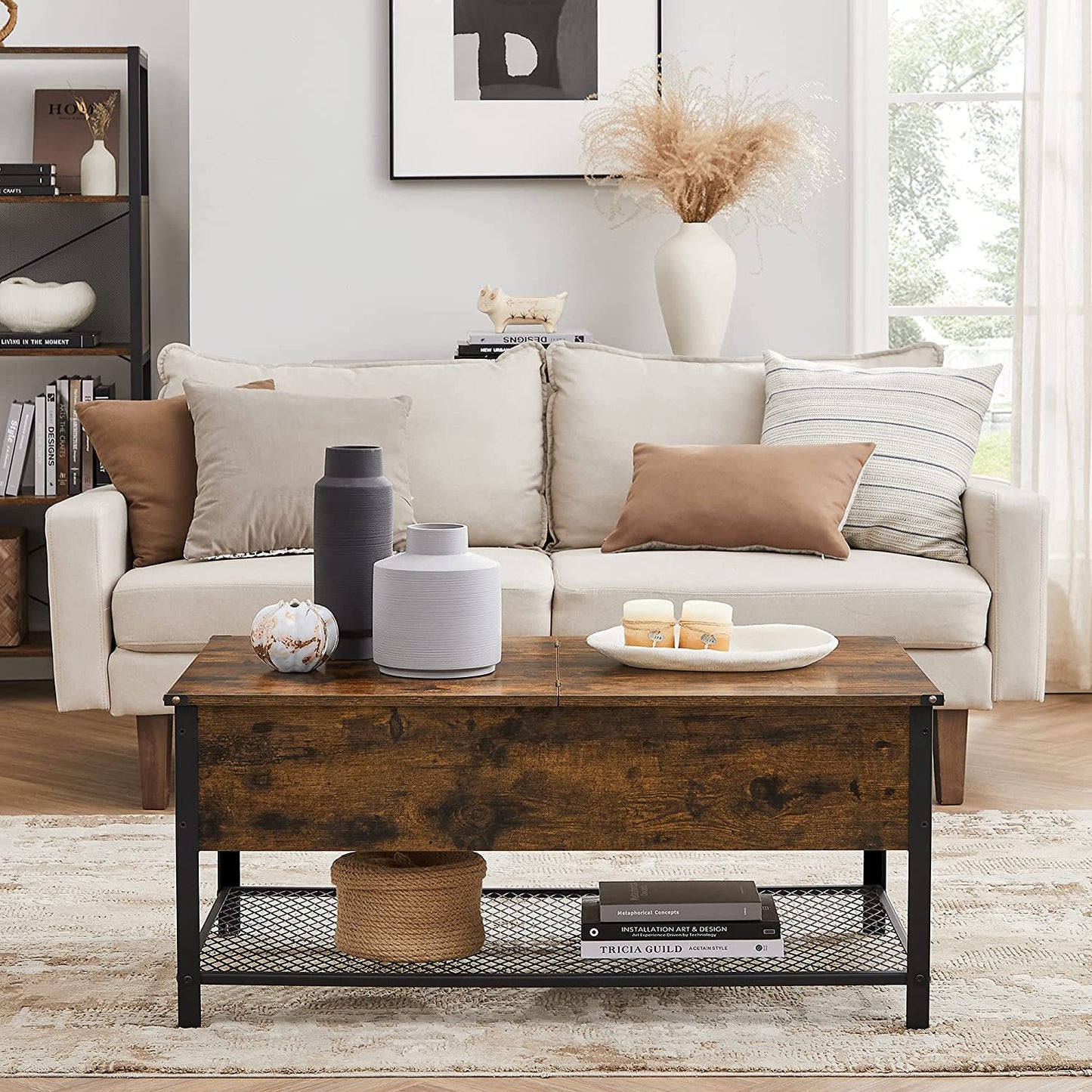 Industrial Style Coffee Table with Folding Top