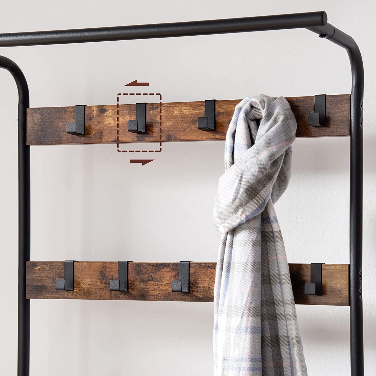 Industrial Coat Rack with Bench for Entryway