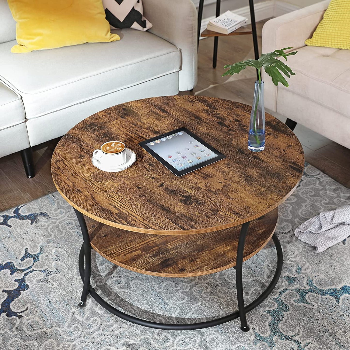 Coffee Table Cocktail Table With Shelf Tea Table Round Home