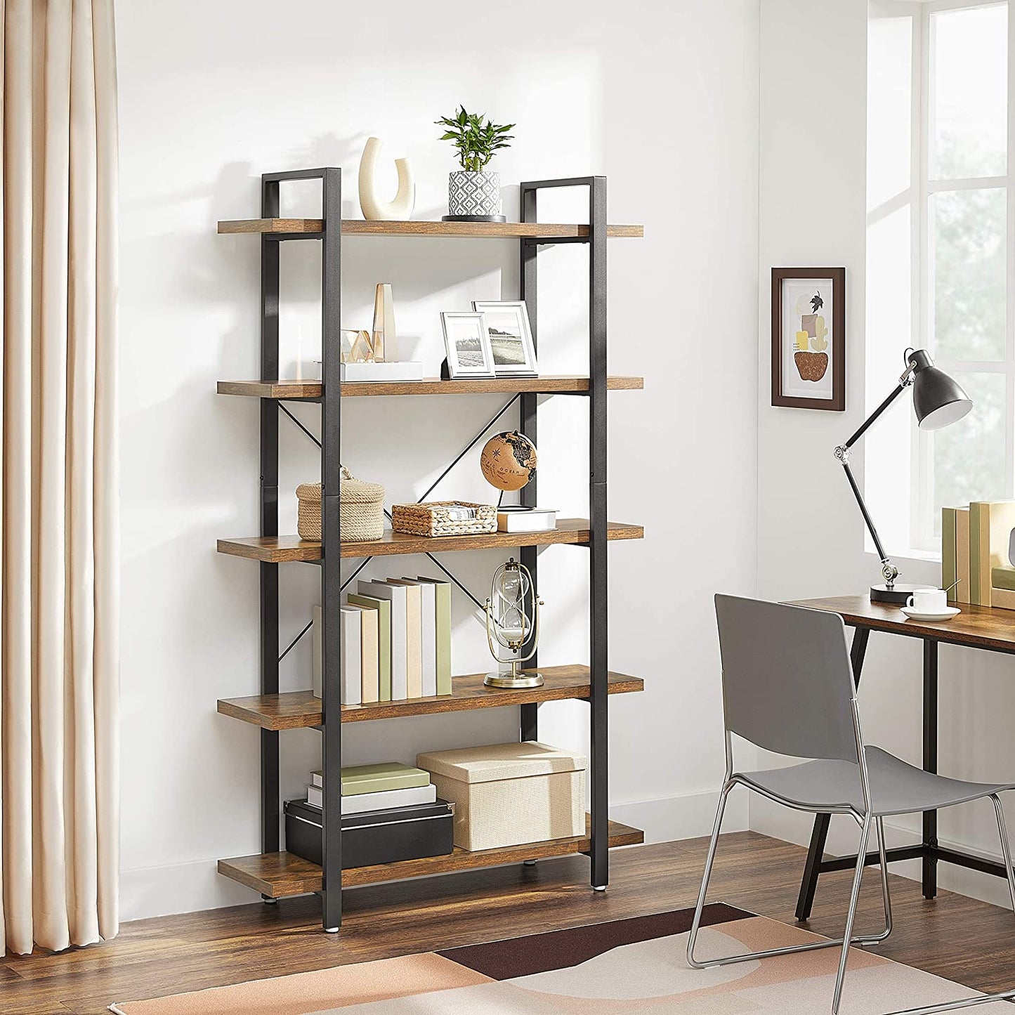 Vintage 5-Layer Bookcase Bookshelf