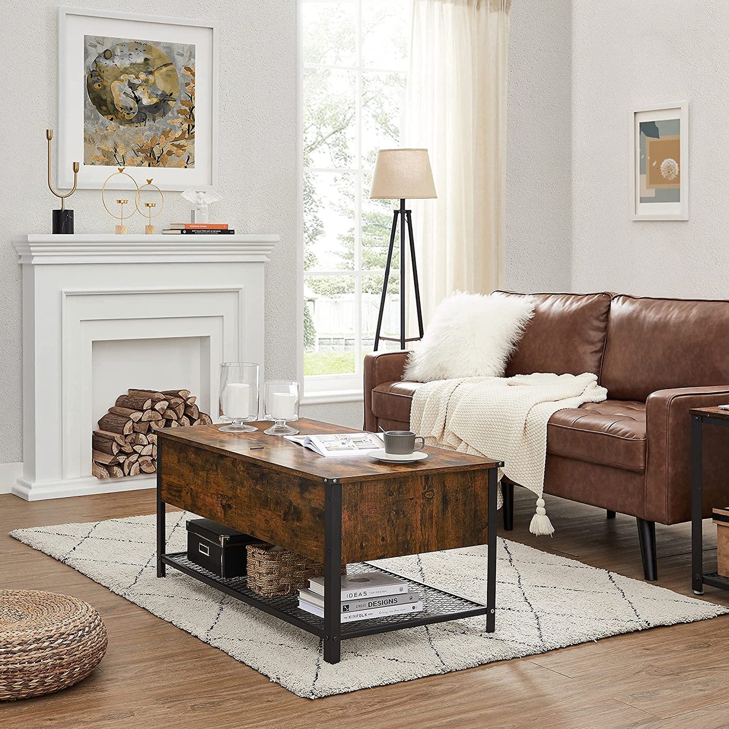 Industrial Style Coffee Table with Folding Top