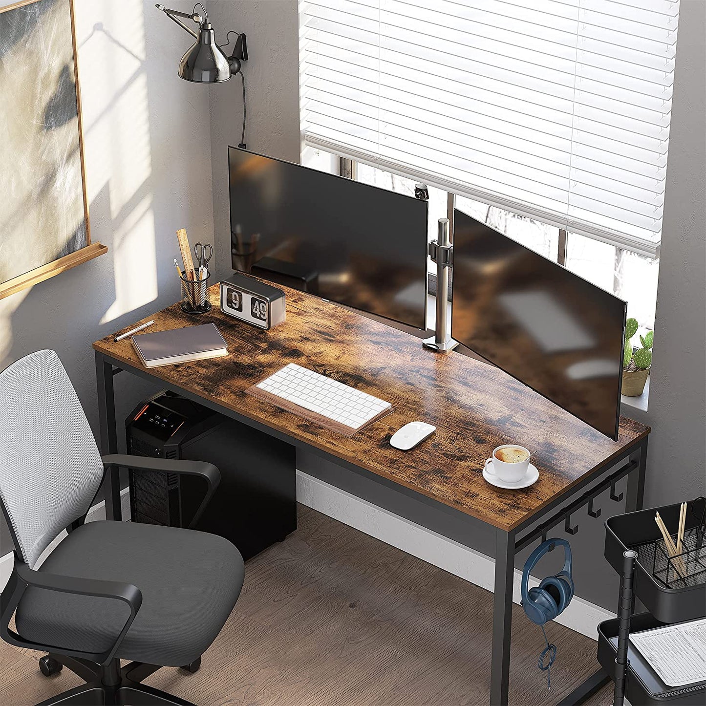 Industrial Style Side Hook Office Desks Computer Desk