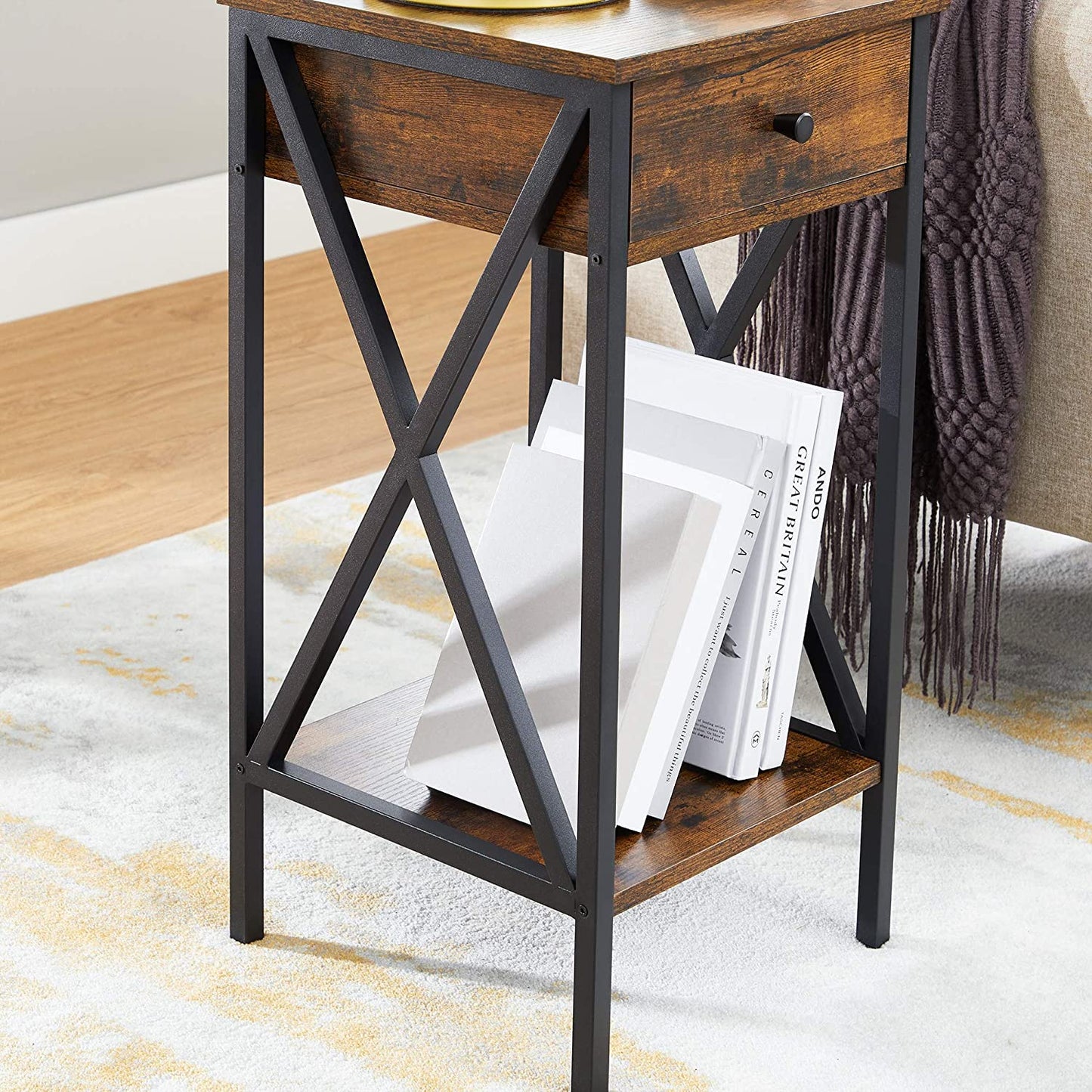 Nightstand, End Table, Tall Bedside Table