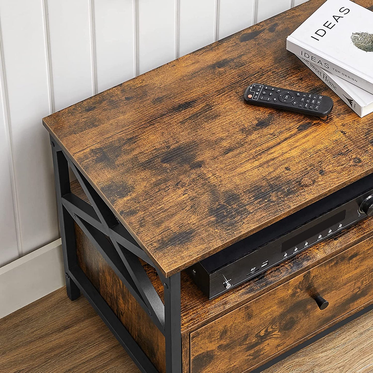 Industrial Style TV Stand with 2 Drawers