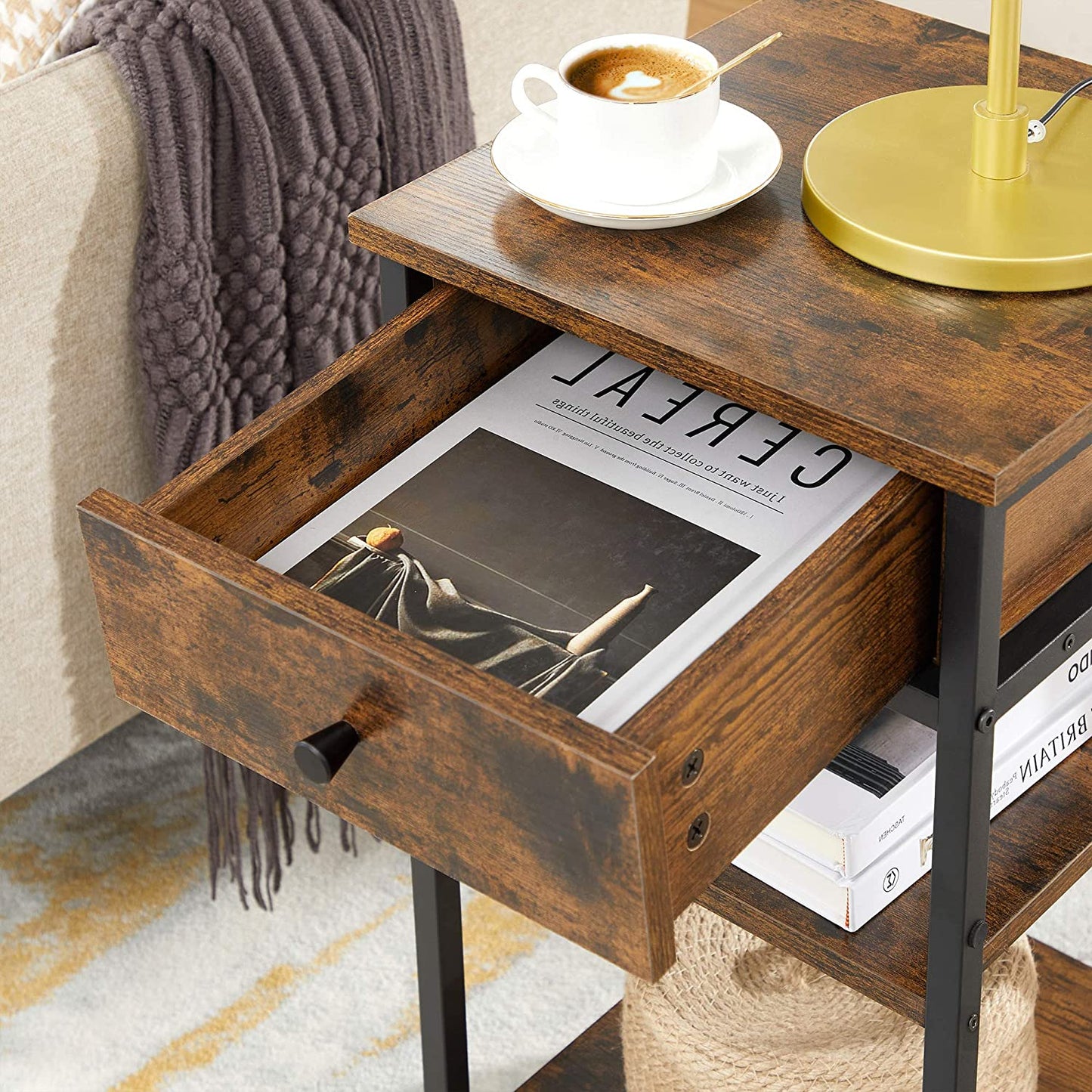 Industrial Style Nightstand End Table Industrial Accent Table