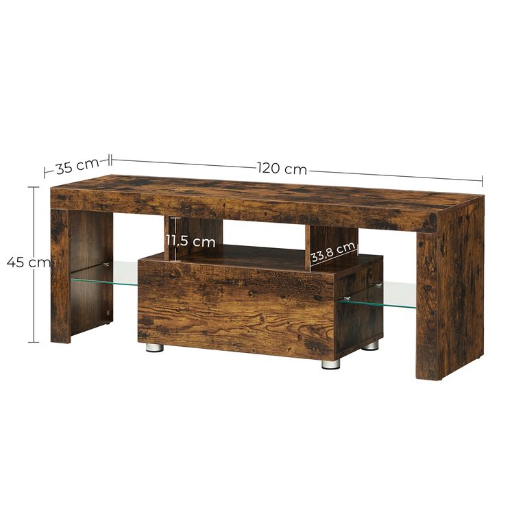 TV Stand, TV Cabinet with Drawer, Glass Storage Shelves, TV Table for TVs up to 55 Inches