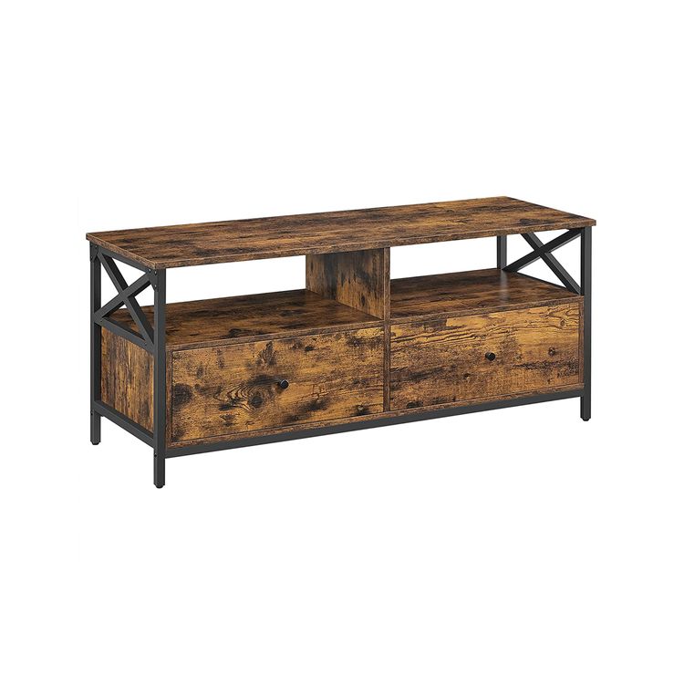 Industrial Style TV Stand with 2 Drawers