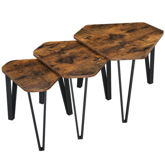 Nesting Coffee Table Set of 3 End Tables Stacking Side Tables Industrial