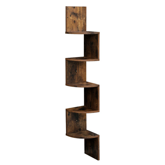 5 Tier Corner Shelf Floating Wall Shelves Storage Display Bookcase Unit