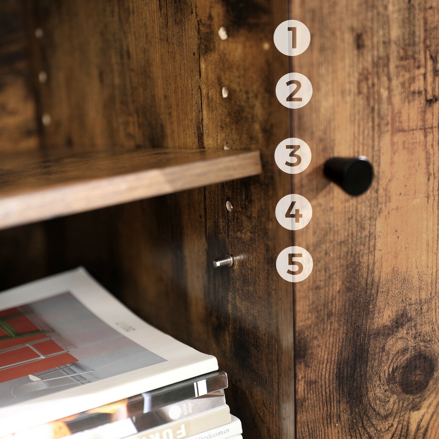 Side Cabinet, Sideboard Storage Cabinet with Glass Surface