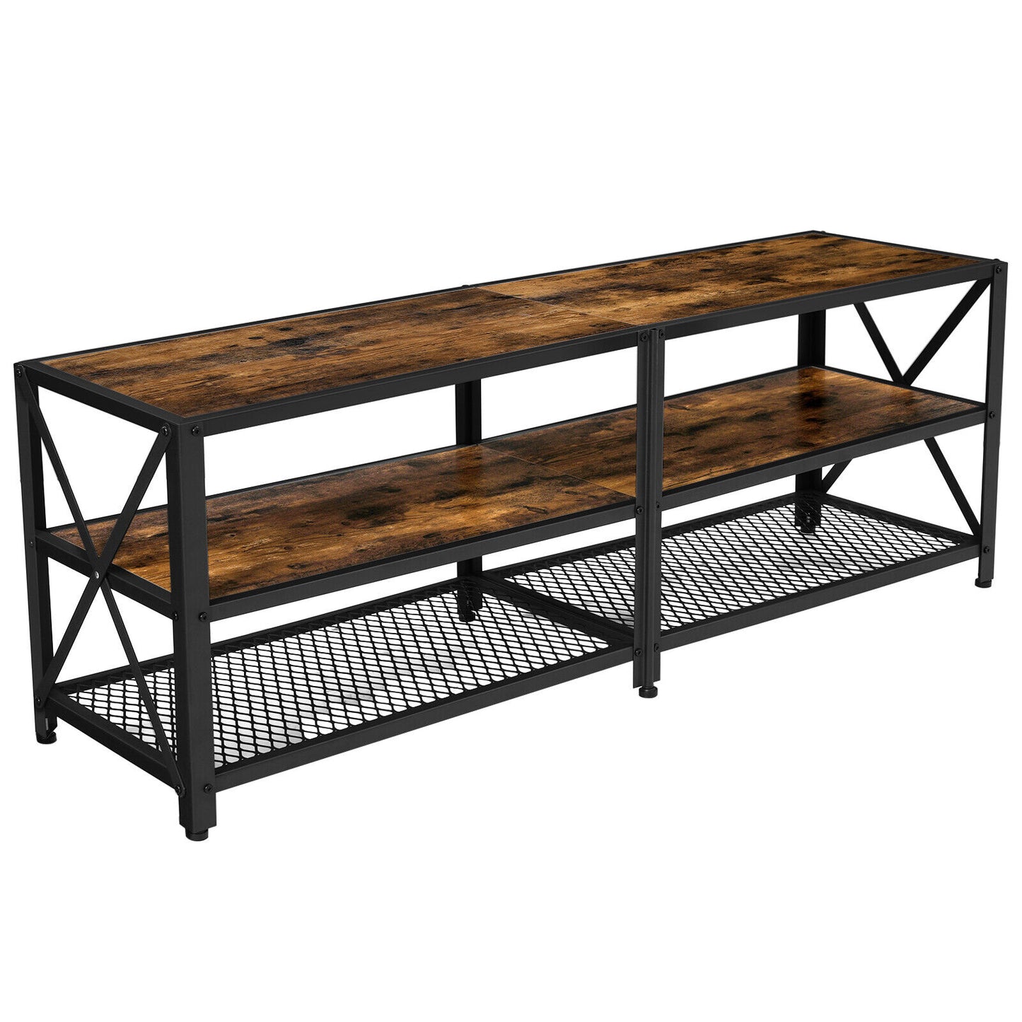 TV Stand TV Table for TV up to 70 Inches, with Shelves Steel Frame