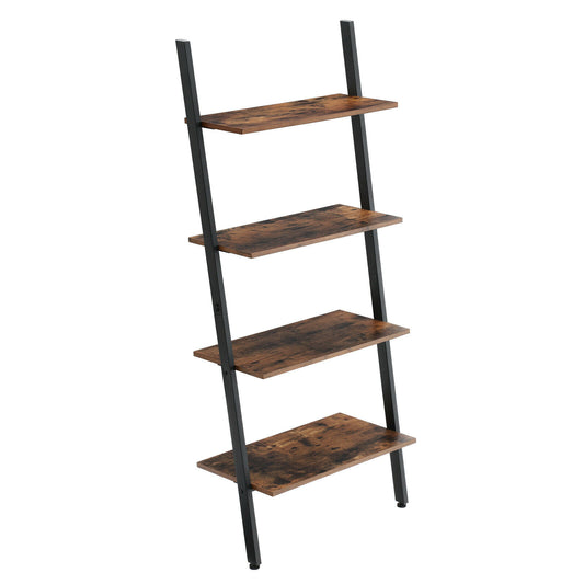 4 Tier Bookcase Ladder Shelf Unit Wall Rack Shelf Storage Shelving Bookshelf