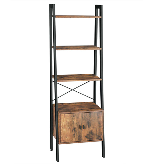 Ladder Shelf Bookshelf Rack Stand with Cupboard 4 Shelves Storage Display