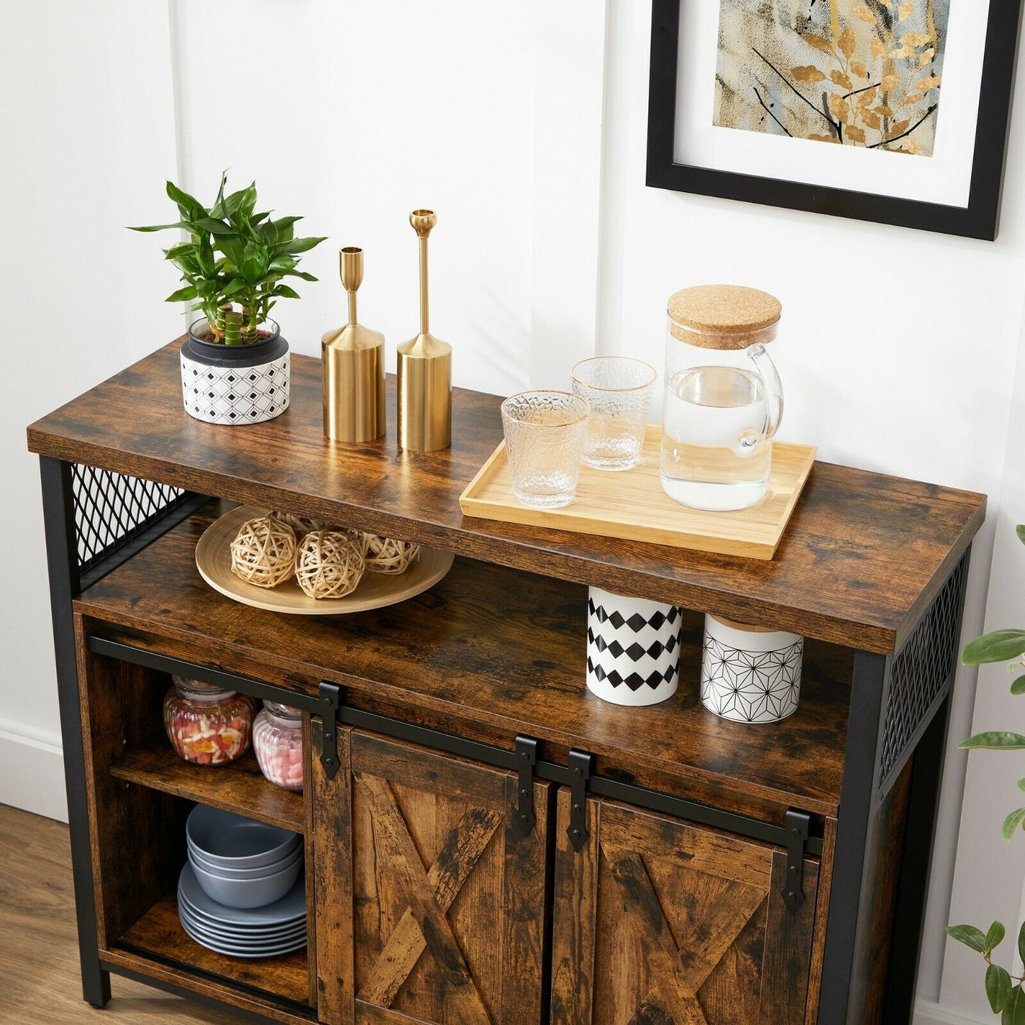 Industrial Style Dining Sideboard Kitchen Cupboard Storage Cabinet Buffet Table