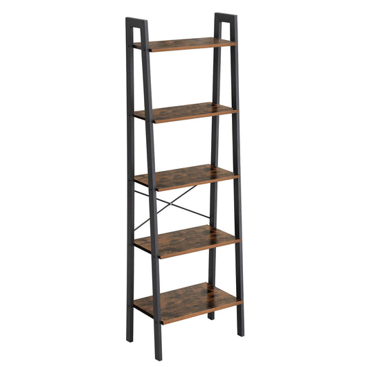 5-Tier Bookcase Book Shelf Storage Ladder Stand Shelf Display Wall Unit