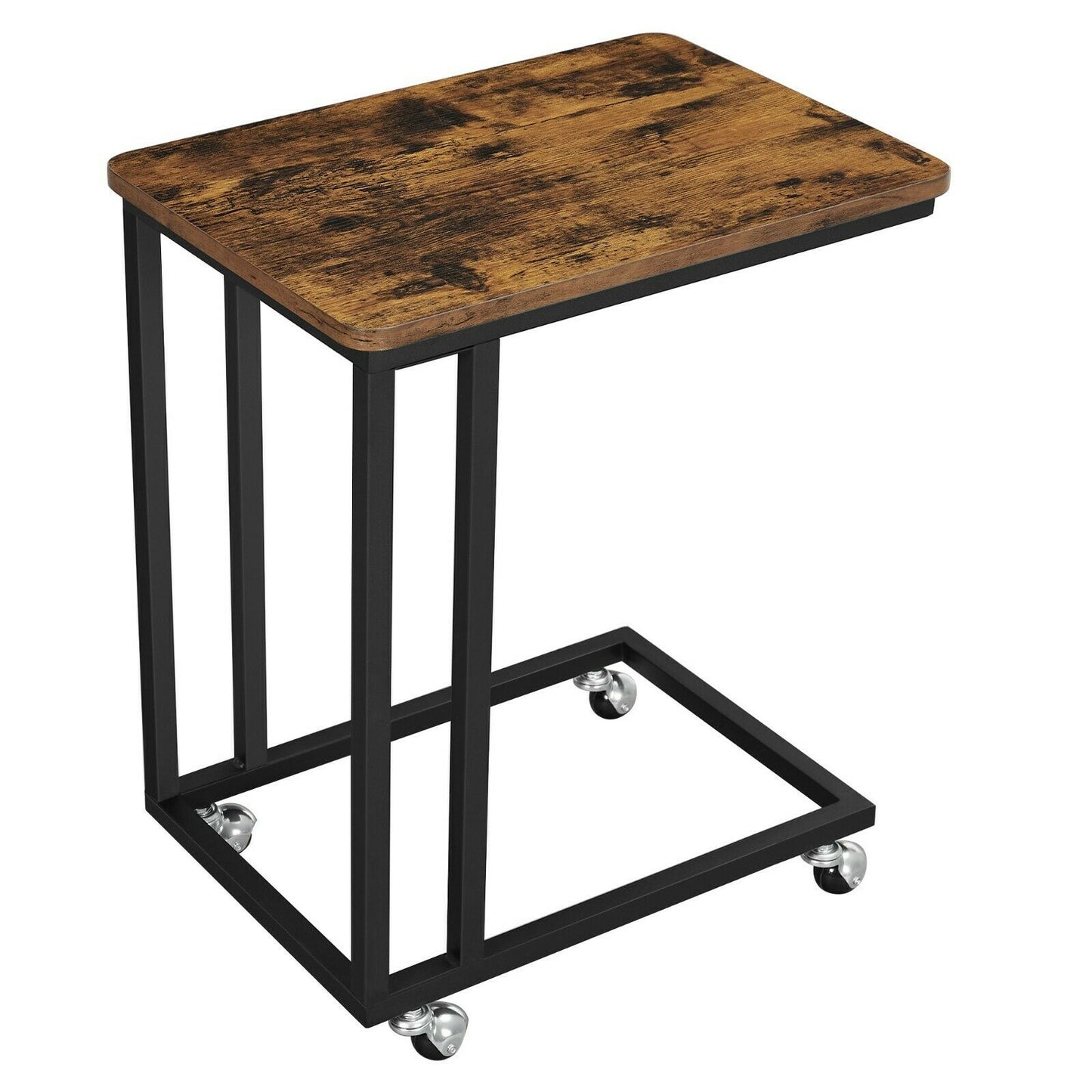 Industrial End Table Sofa Table Side Table Laptop Table with Roller