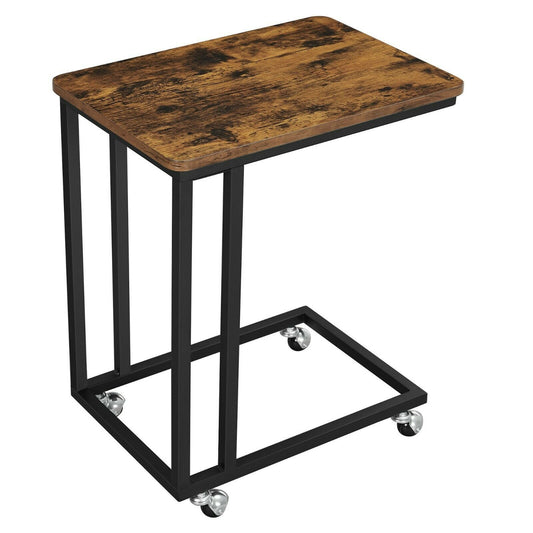 Industrial End Table Sofa Table Side Table Laptop Table with Roller