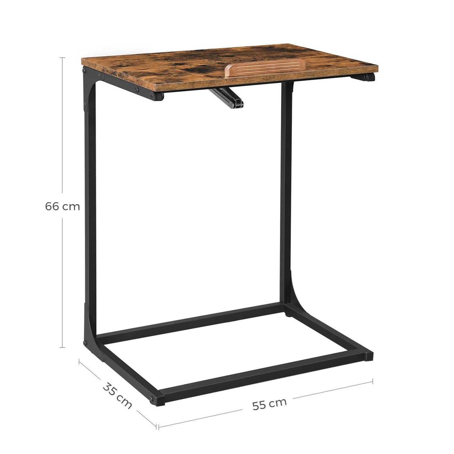 Sofa Side Table, Laptop Table with Tilting Top, Heavy Duty Steel Frame