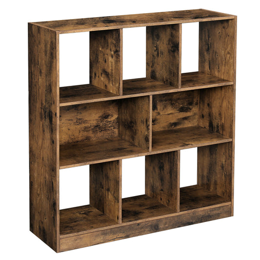 Vintage Bookshelf Storage with Open Cubes Shelves Wooden Office Display