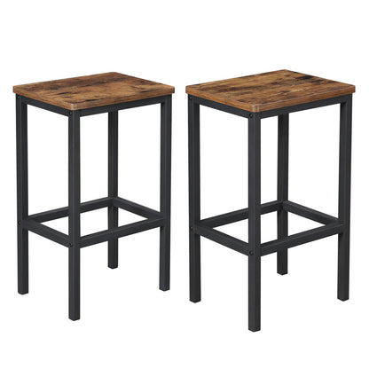 2× Retro Bar Stools Breakfast Bar Chairs Kitchen Stools with Footrest