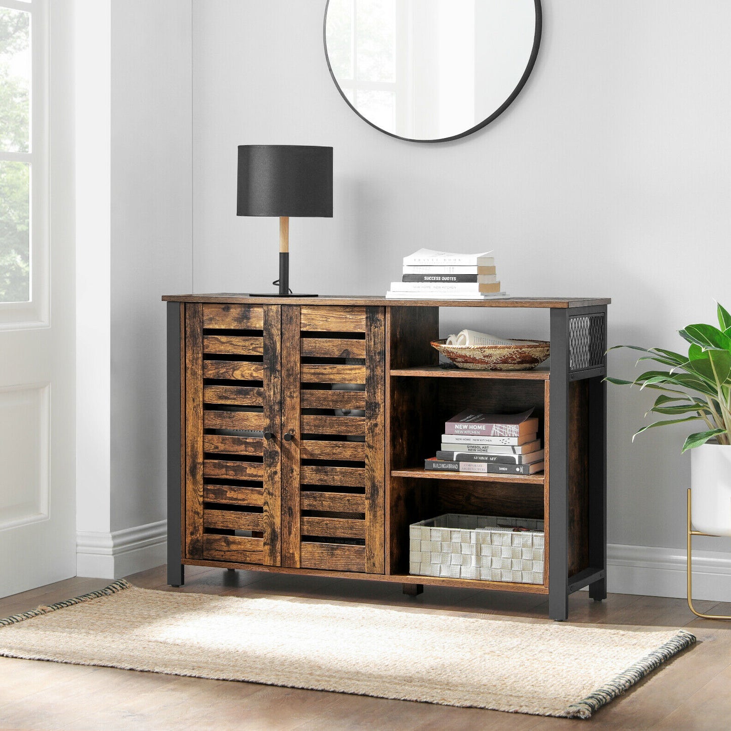 2 Doors Industrial Rustic Brown Sideboard Cabinet