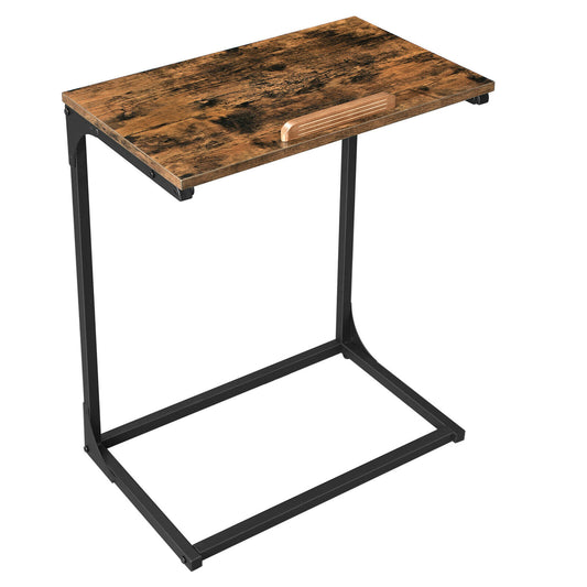 Sofa Side Table, Laptop Table with Tilting Top, Heavy Duty Steel Frame