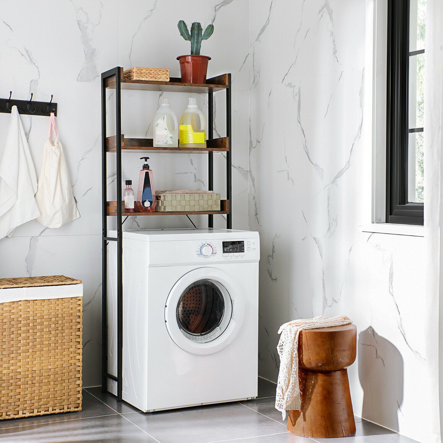 3-Tier Over-The-Toilet Rack, Easy to Assemble, Washing Machine