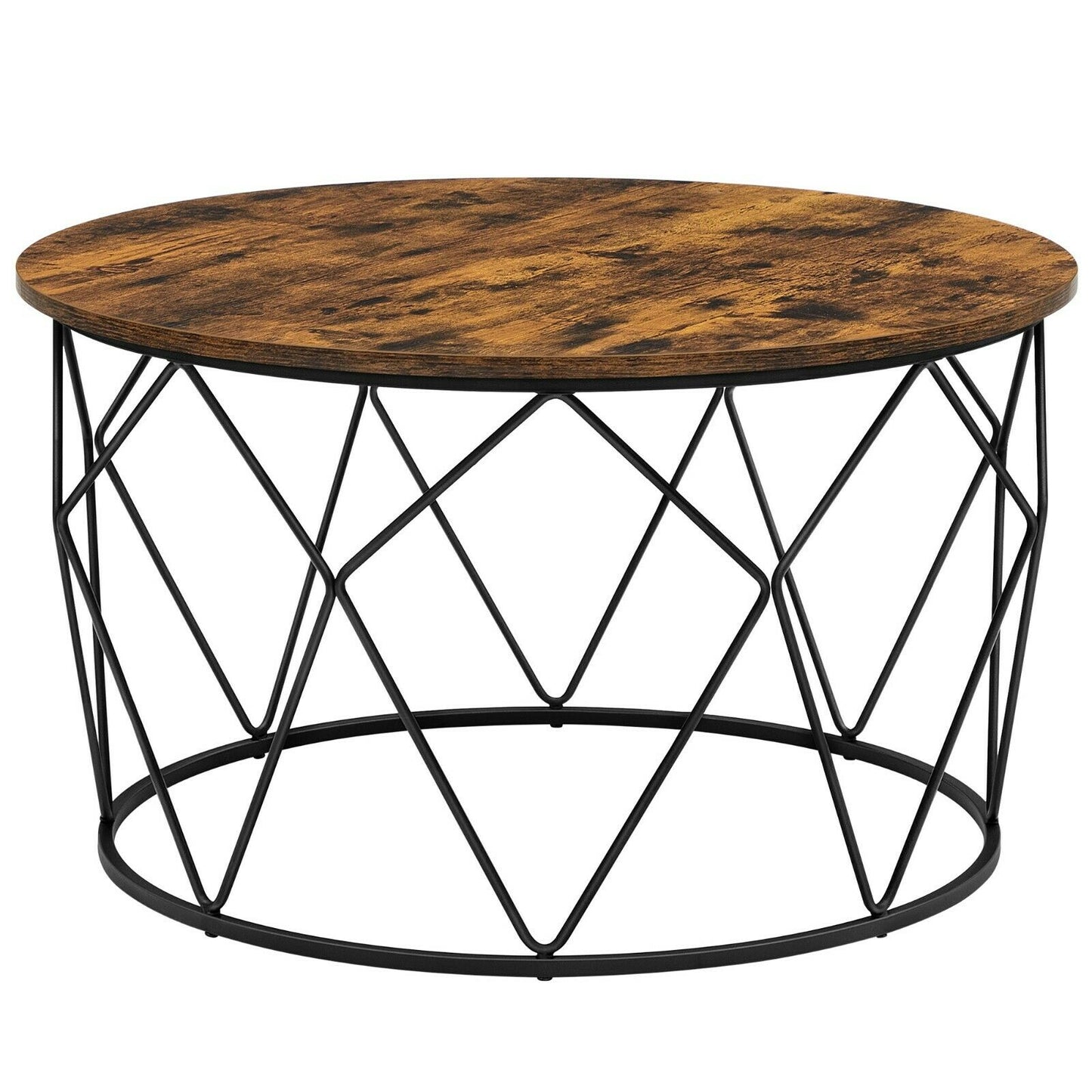 Round Coffee Table, Small Centre Table with Steel Frame