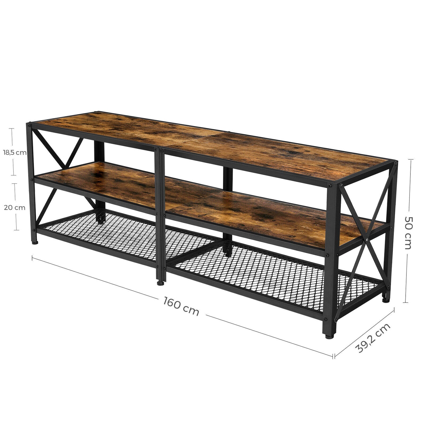 TV Stand TV Table for TV up to 70 Inches, with Shelves Steel Frame