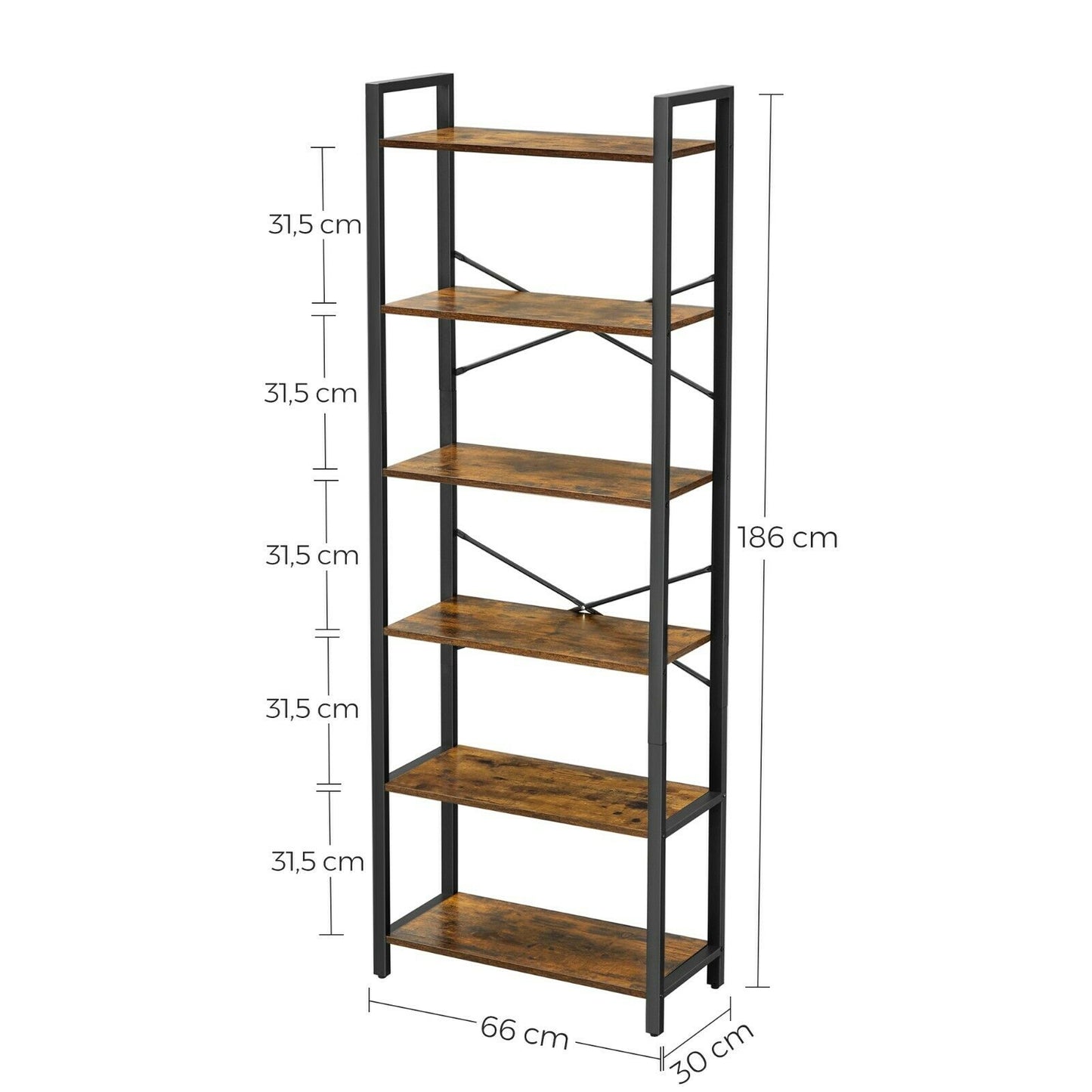 6-Tier Storage Rack Bookshelf Frame for Living Room