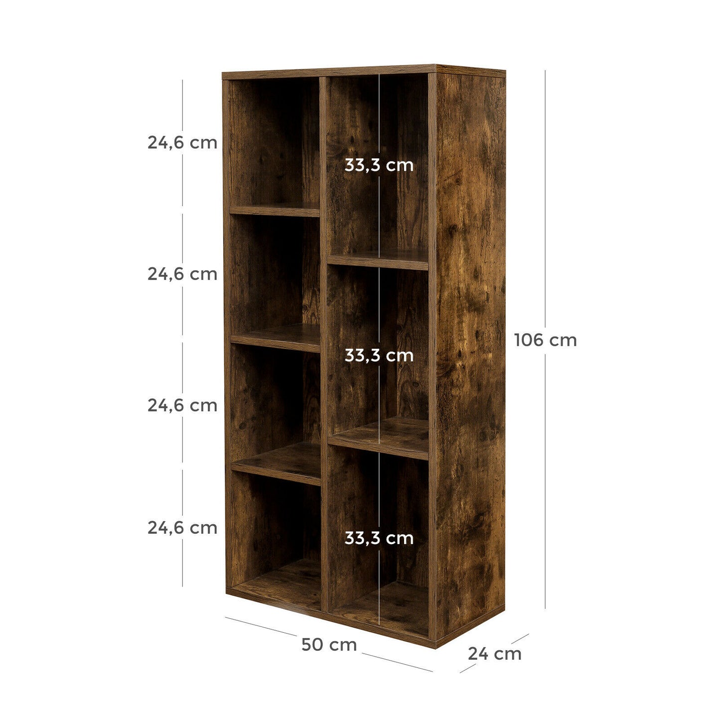 7-Compartment Bookcase, 7 Slots Bookshelf, Display Cabinet Storage Rack