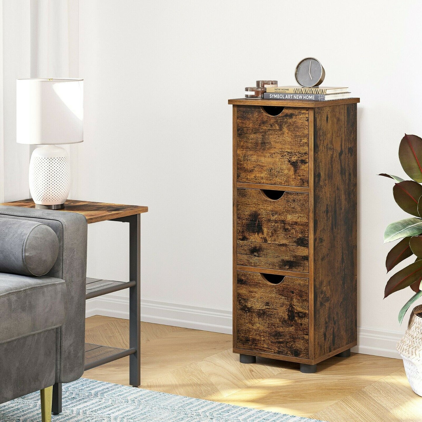 Bathroom Floor Cabinet,30 x 30 x 80 cm, Rustic Brown